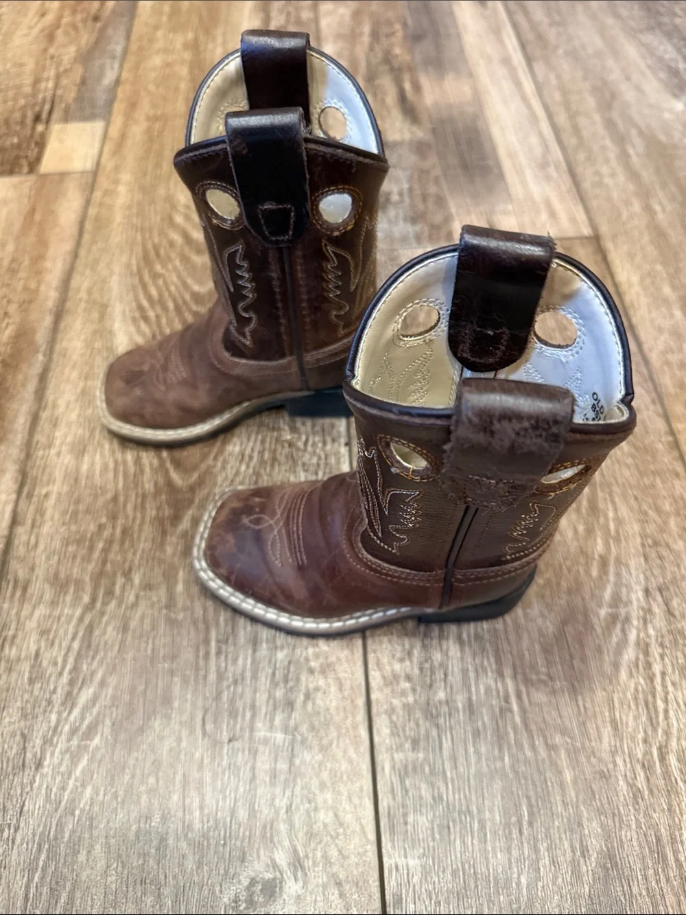 Old West Brown Kids Western Pull-On Cowboy Boots